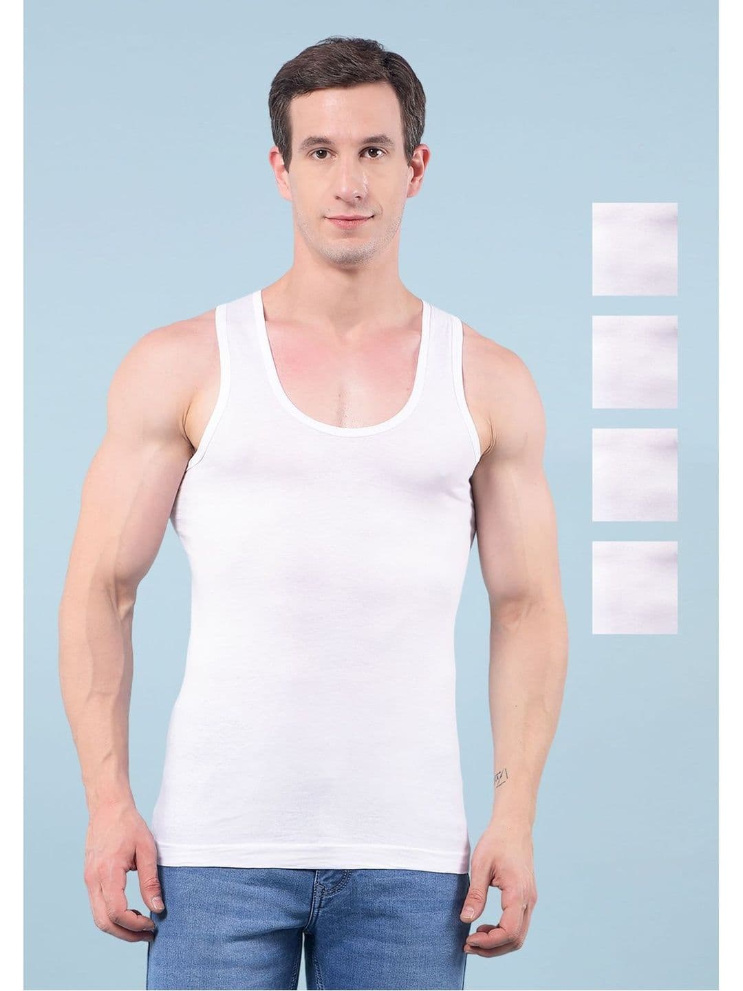 RKG Pack Of 5 Men Cotton Scoop Neck Basic Vests - view 1