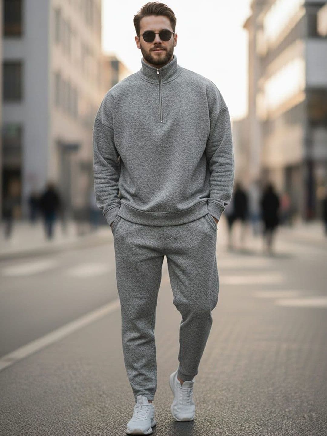 MACK JONNEY Men Mock Collar Long Sleeves Half Zipper Sweatshirt With Trackpant - view 1