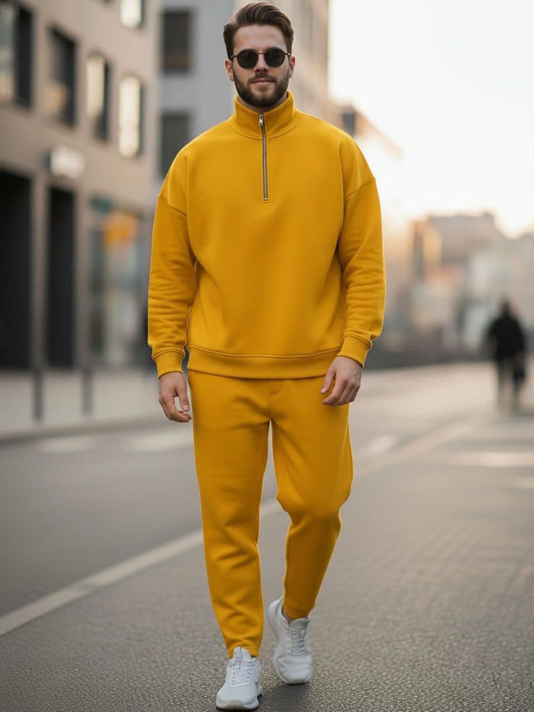 MACK JONNEY Men Solid Mock Collar Half Zipper Tracksuit - view 1