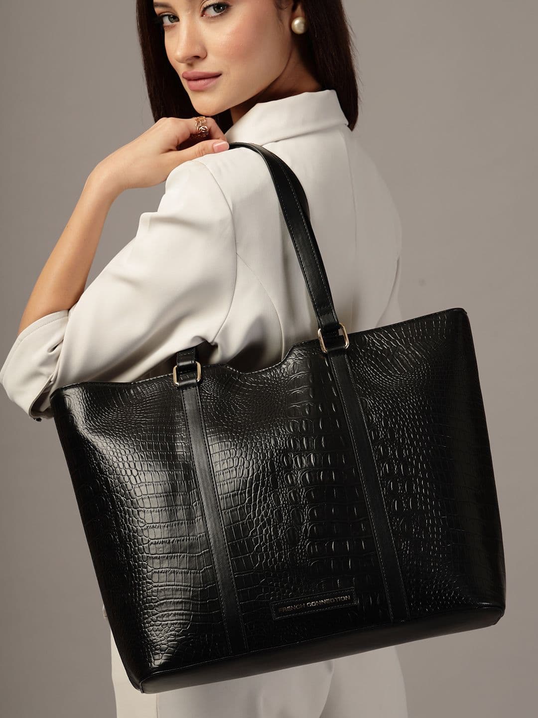 French Connection Women Textured Shopper Tote Bag - view 1