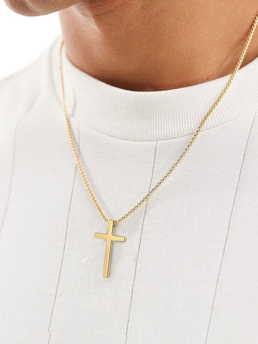 Peora Gold-Plated Cross Pendant With Chain - view 1