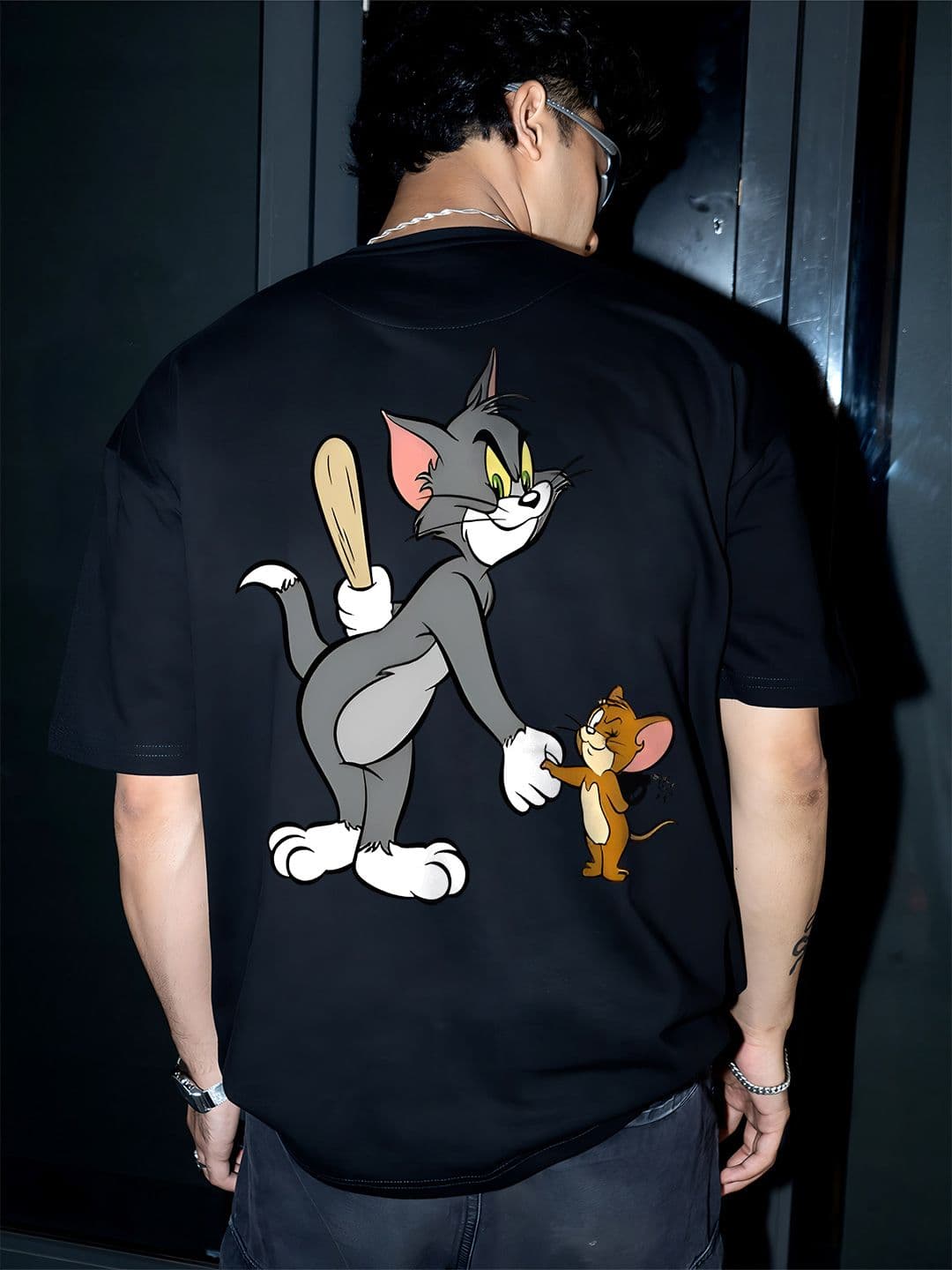 BDSQUARE Men Graphic Printed Round Neck Cotton Oversized T-shirt - view 1