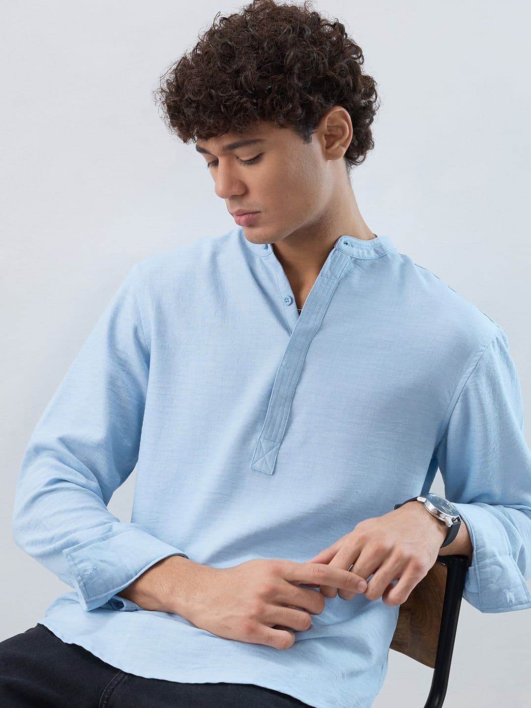 HERE&NOW Men Flared Sleeves Thread Work Kurta - view 1