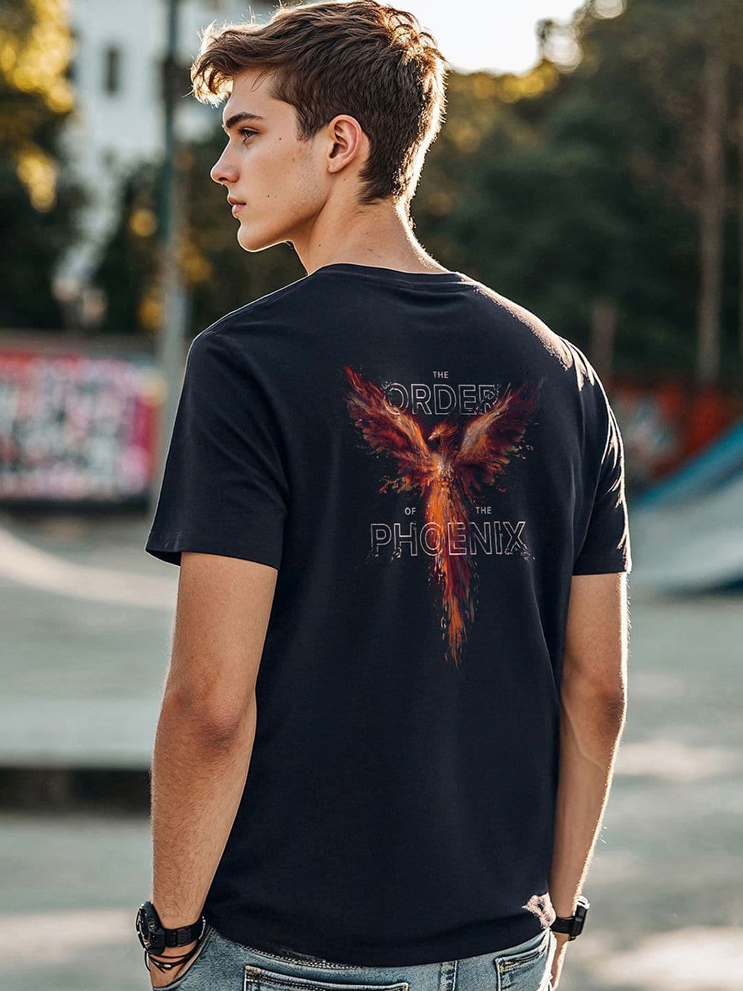 Bewakoof Official Harry Potter Merchandise Men Order of the Phoenix Printed T-shirt - view 1