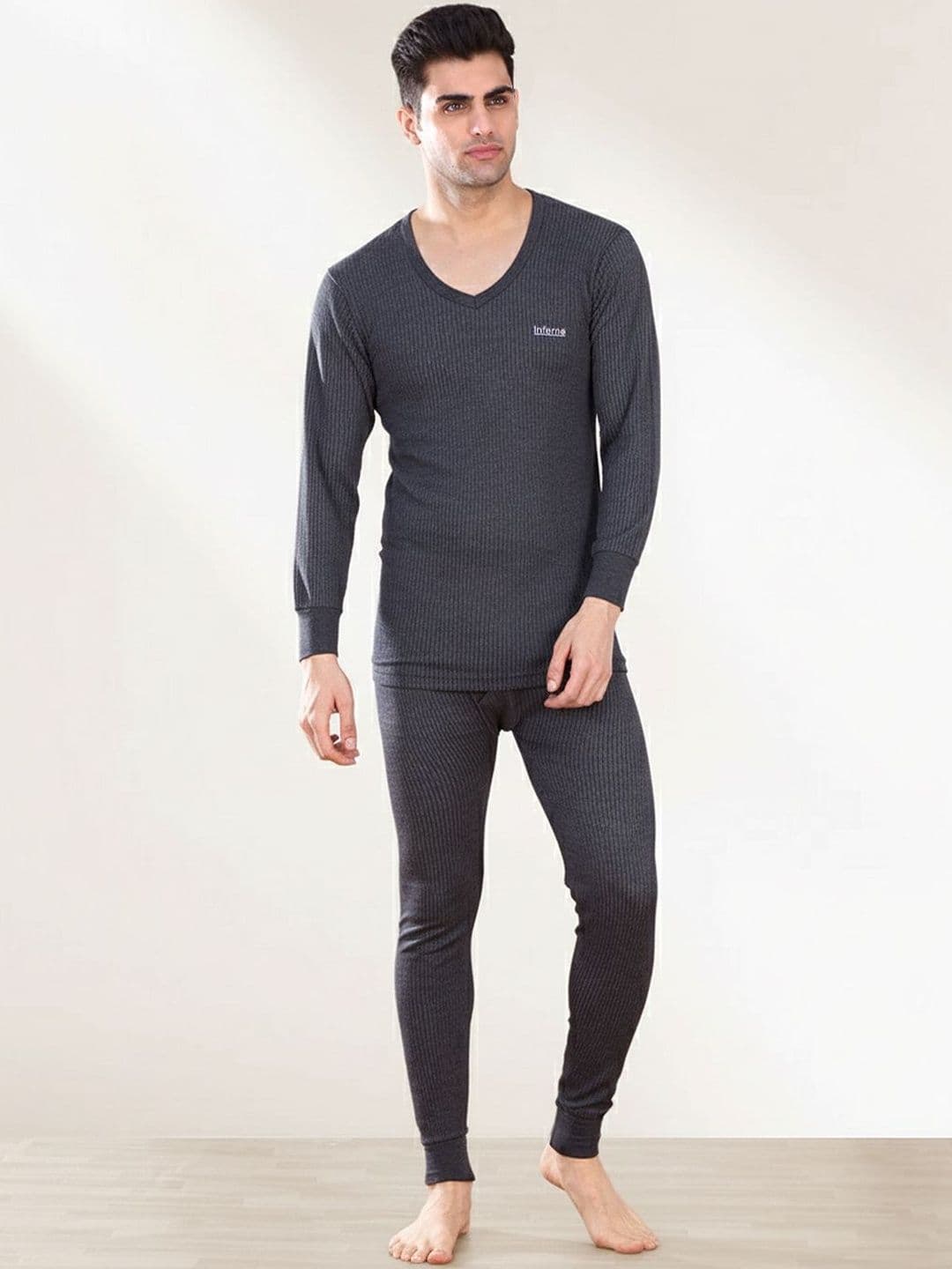 INFERNO Men's V-Neck Full Sleeve Soft & Warm Cotton Winter Thermal Top - view 1