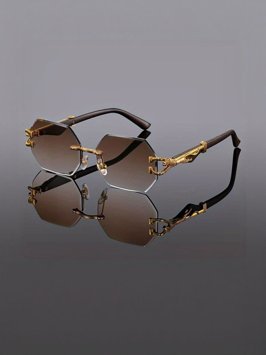 OUDI Unisex Brown Lens & Gold-Toned Other Sunglasses OUGLA_800937539544 - view 1