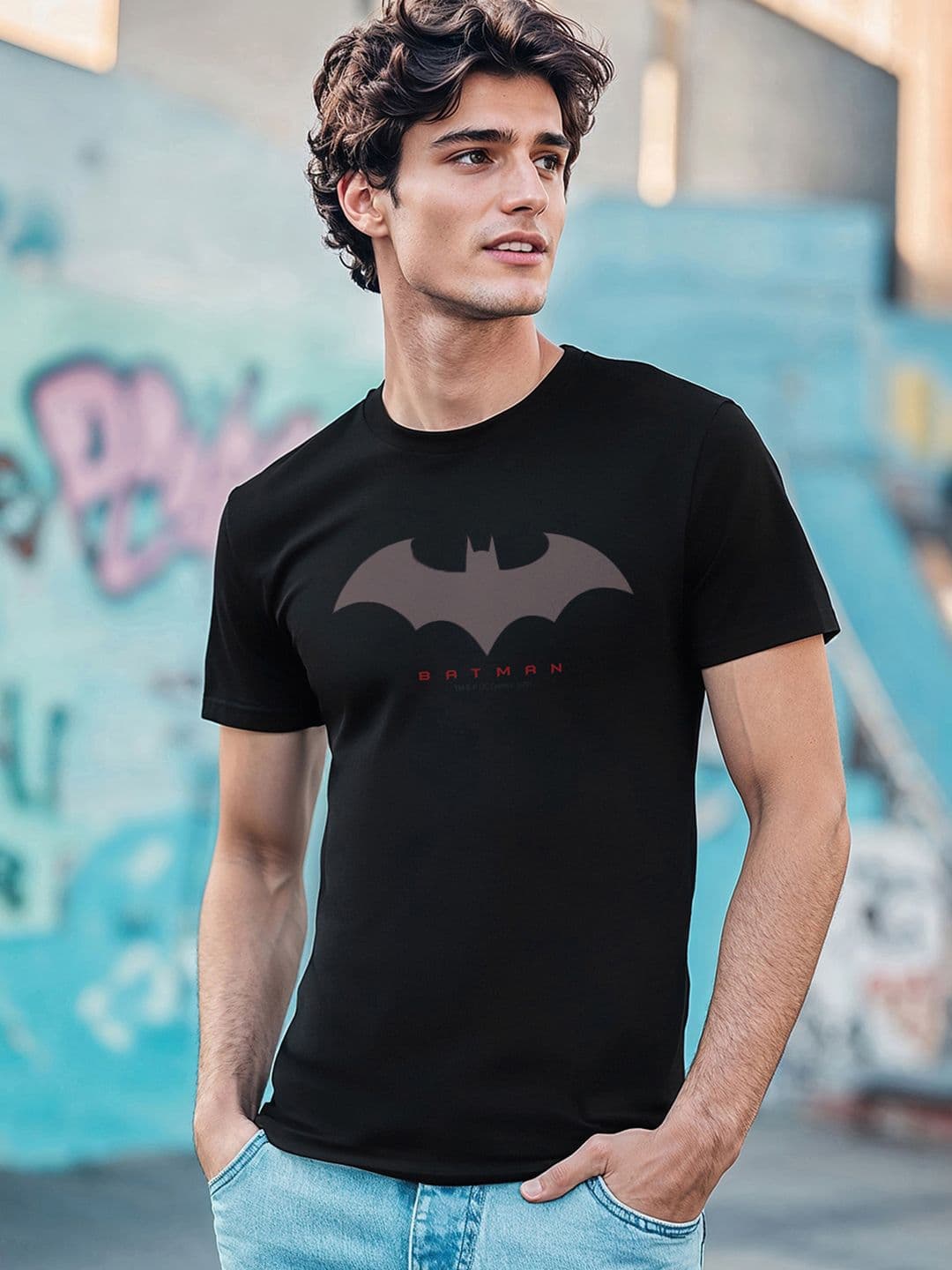 Bewakoof Official Dc Merchandise Batman Outline Logo T-Shirt - view 1