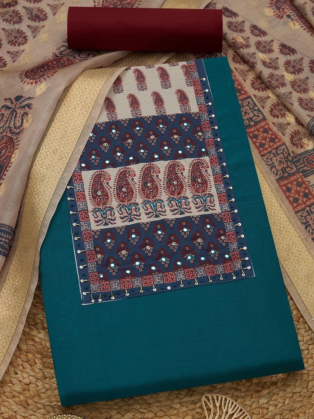 Soch Printed Pure Cotton Unstitched Dress Material - view 1