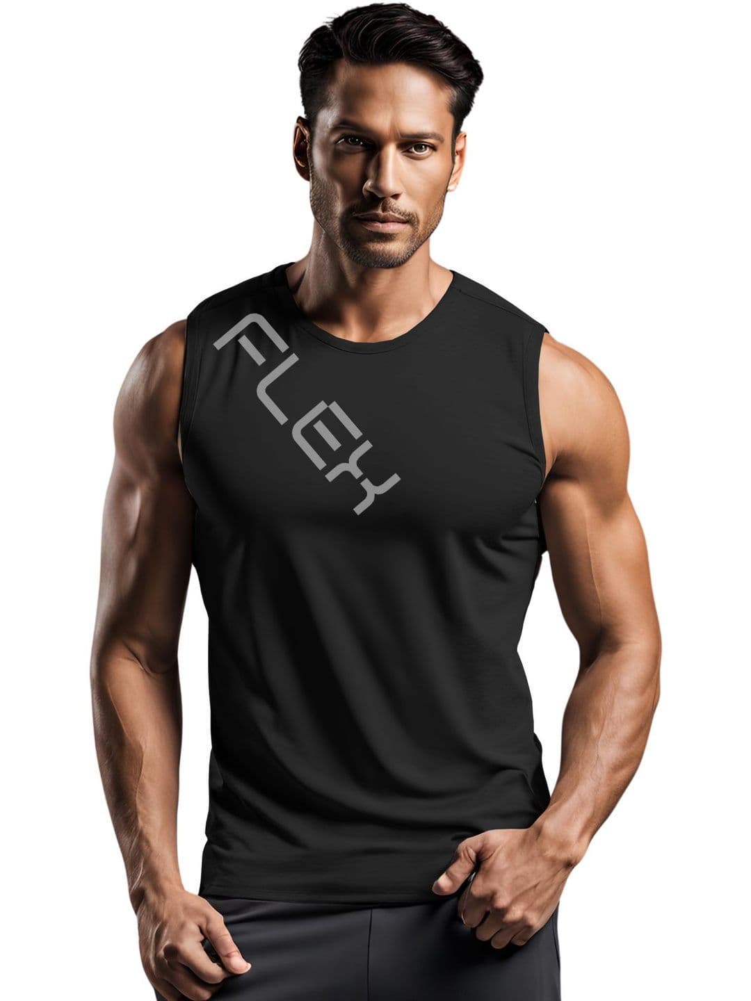 3Colors Men Pack Of 2 Printed Round Neck & Sleeveless Gym Vests - view 1