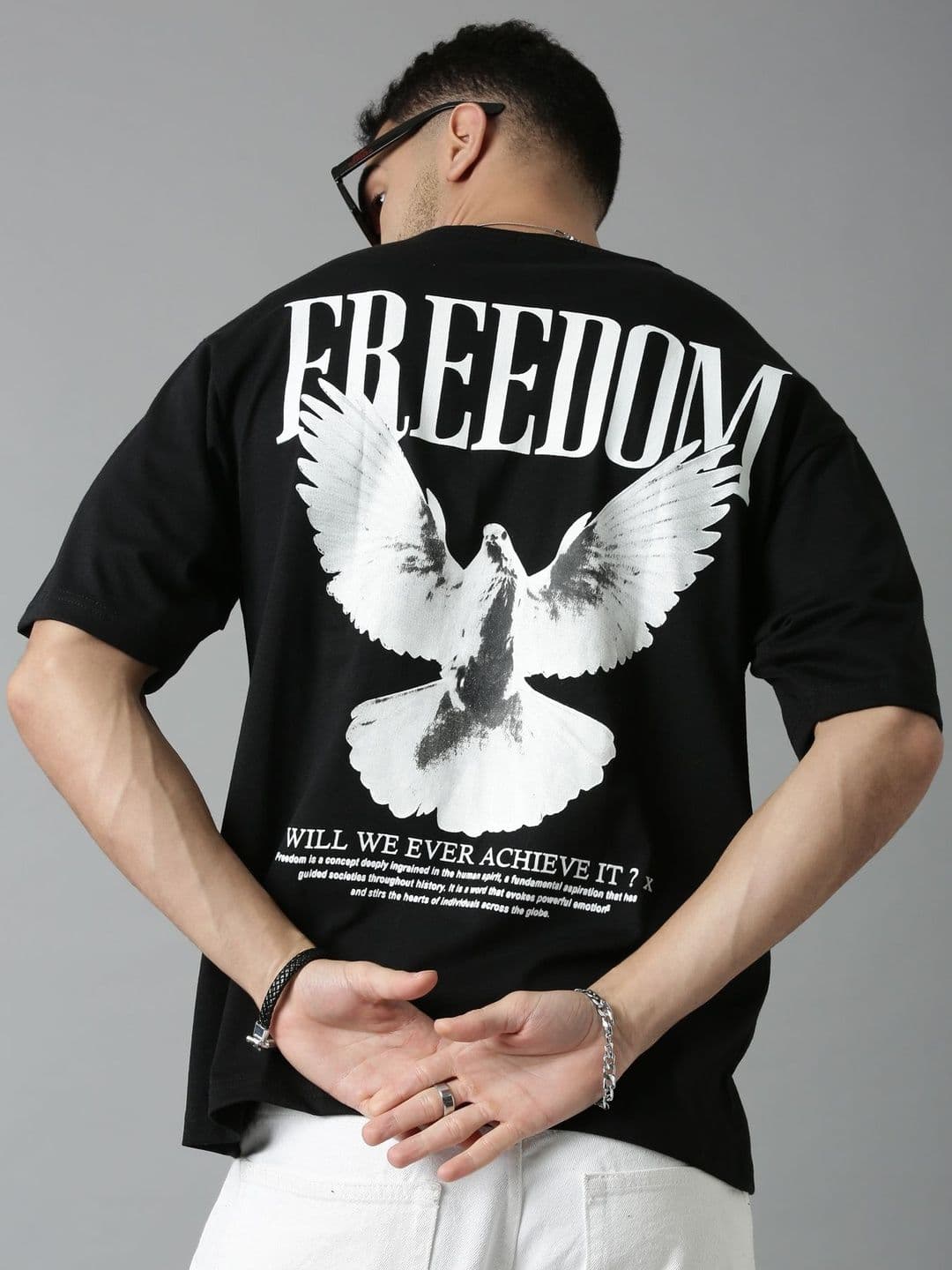 LEWEL Men Graphic Printed Round Neck Short Sleeve Oversized T-shirt - view 1