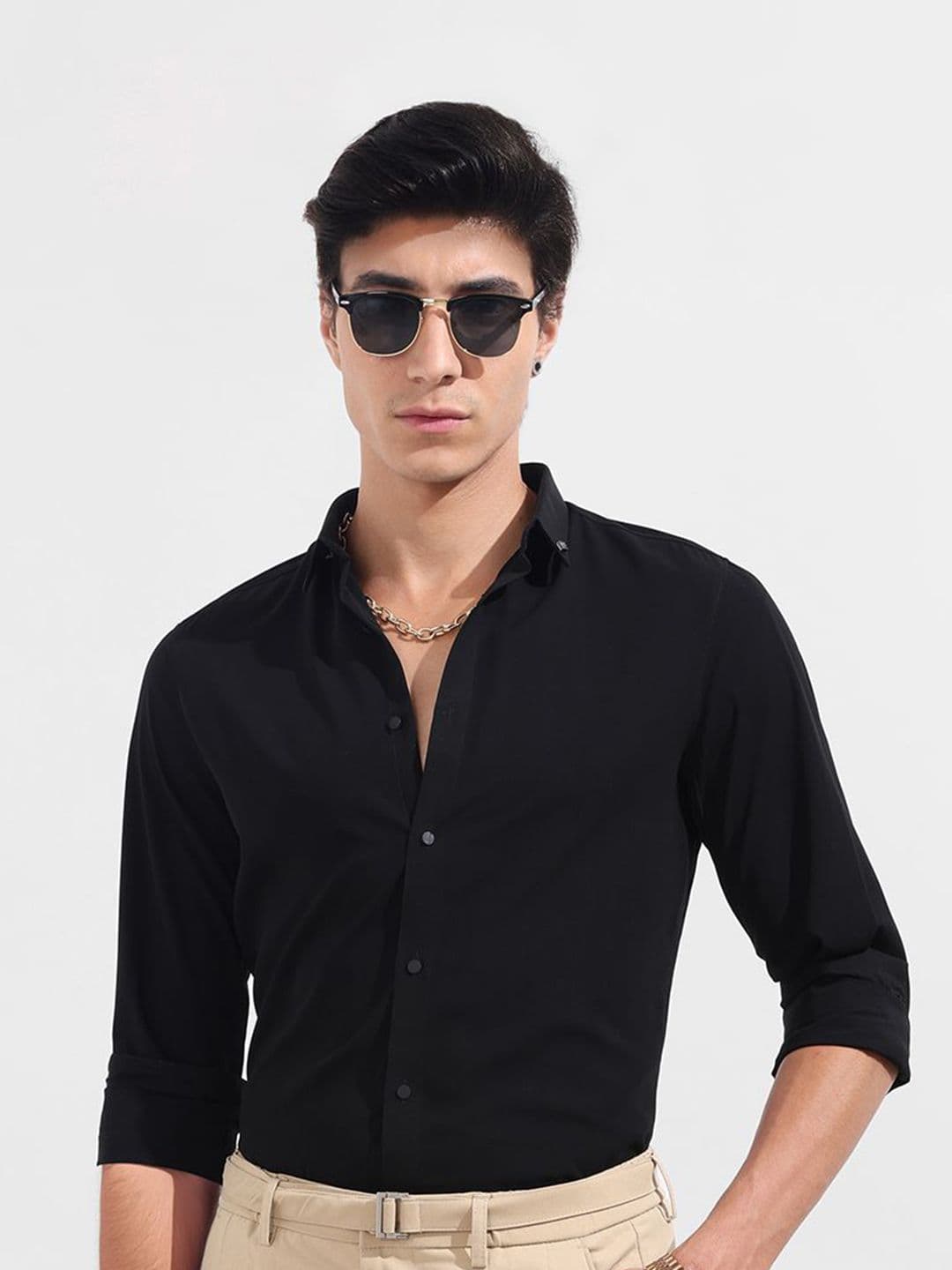 The Indian Garage Co Men Slim Fit Solid Spread Collar Casual Shirt - view 1