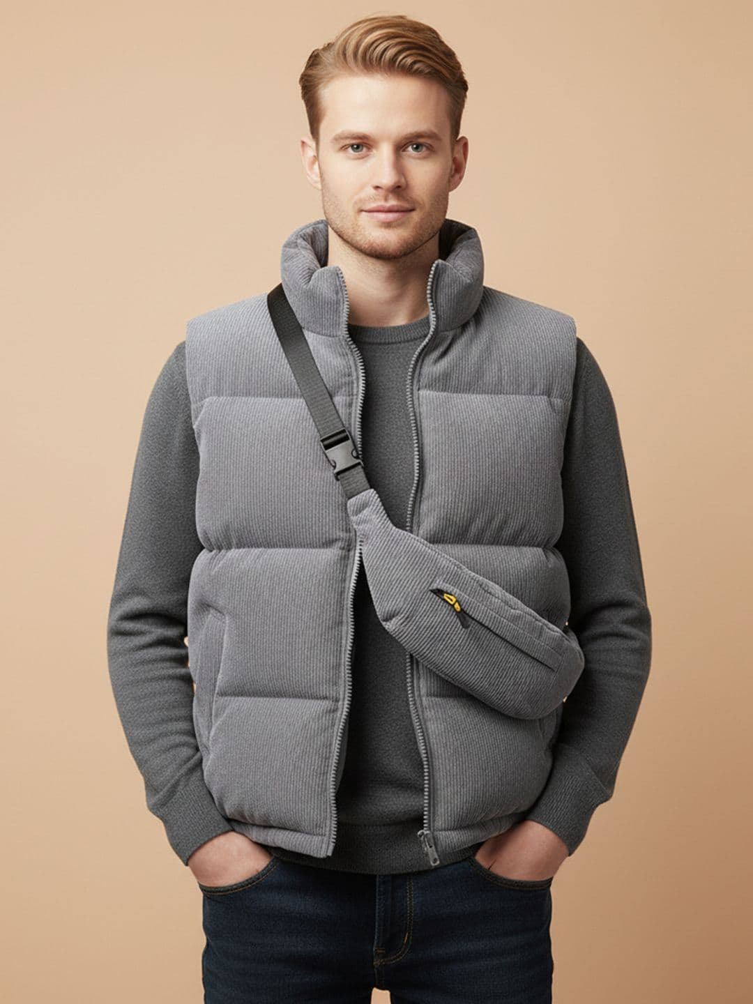 Mast & Harbour Men Padded Jacket With Patchwork - view 1