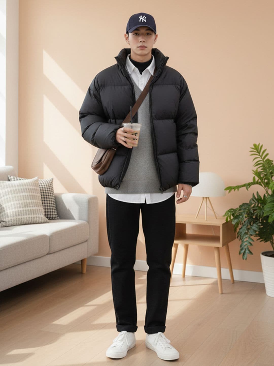 Mast & Harbour Men Mock Collar Solid Padded Jacket - view 1