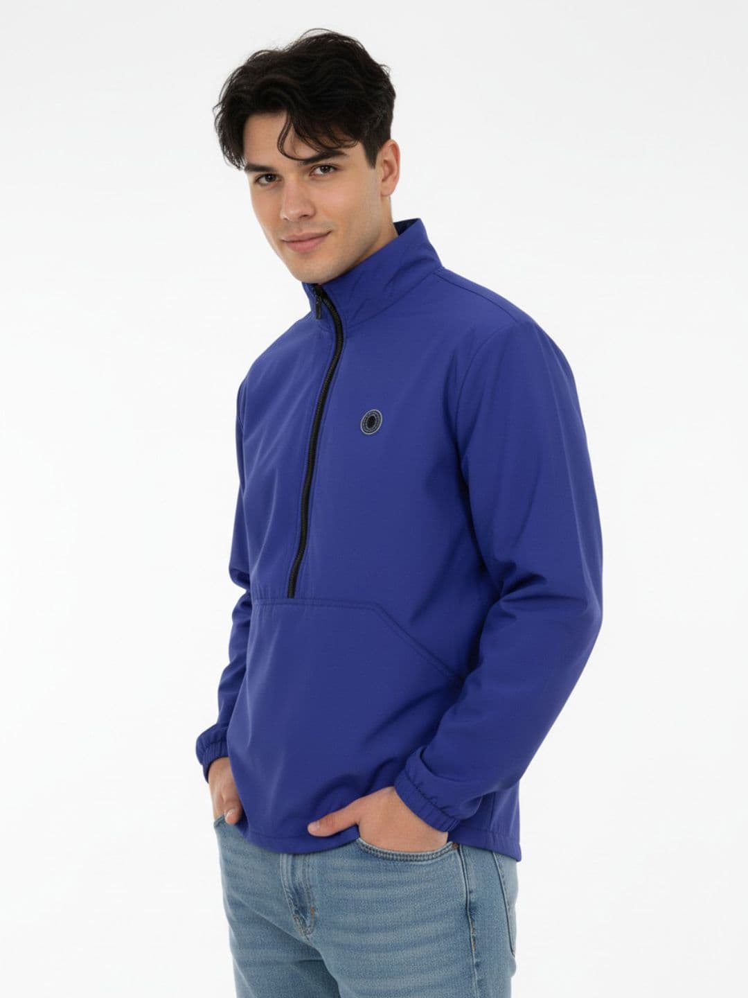 glitchez Mock Collar Half Zipper Windcheater Tailored Jacket - view 1