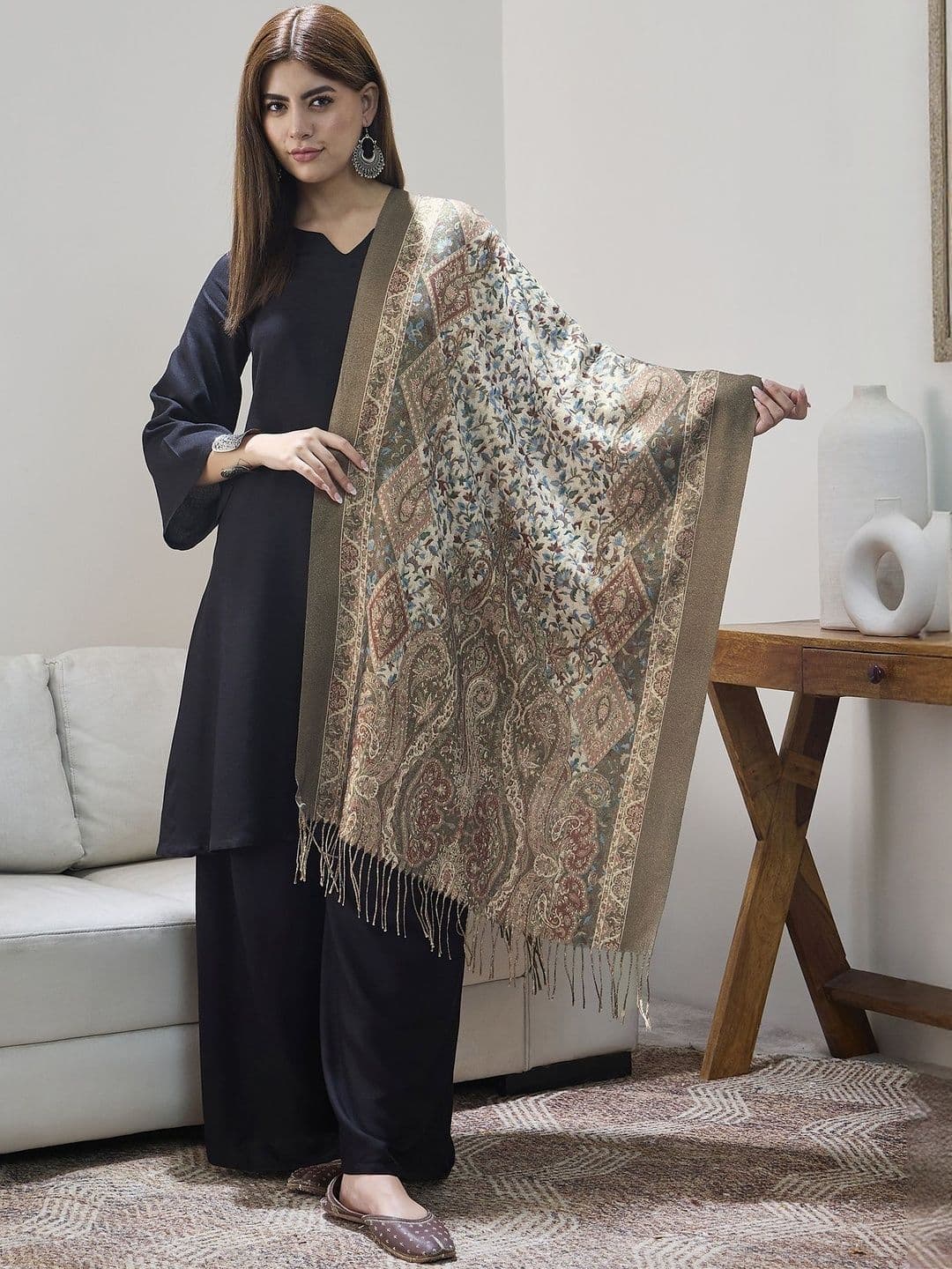InWeave Ethnic Motifs Printed Shawl - view 1