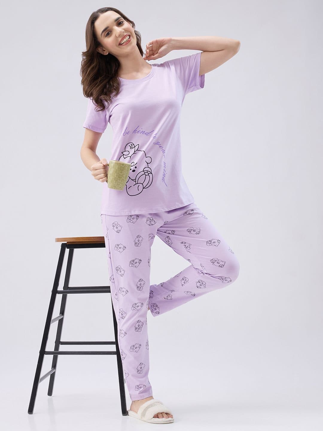 AV2 Women Printed Pure Cototn Night suit - view 1