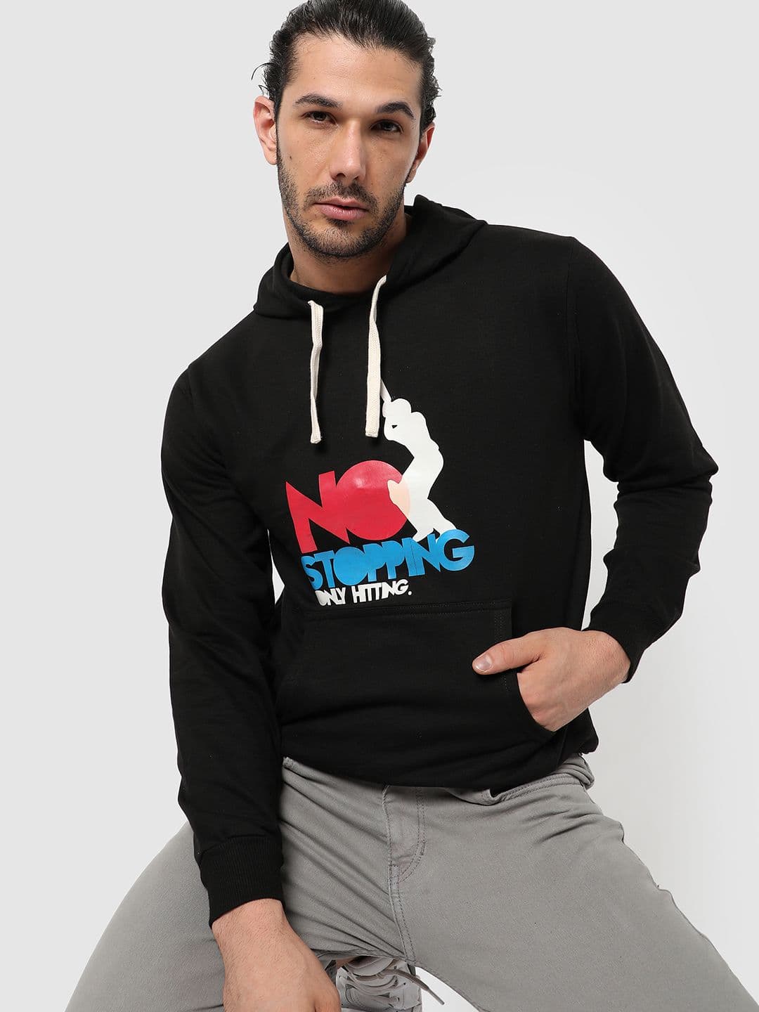 CAHOOT Men Typography Printed Hooded Cotton Sweatshirt - view 1