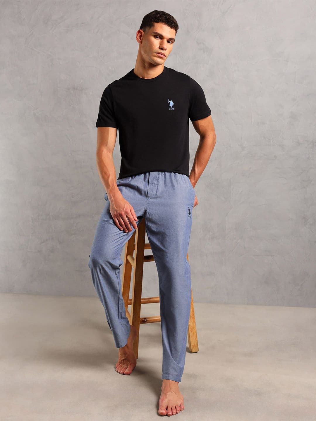 U.S. Polo Assn. Men Pure Cotton Mid-Rise T-Shirt & Pyjamas - view 1