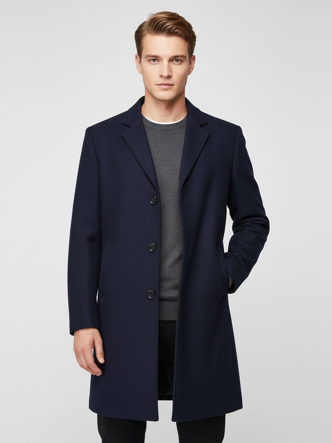 Mast & Harbour Notched Lapel Collar Longline Trench Coat - view 1