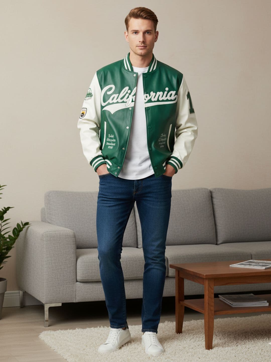 Mast & Harbour Men Leather Spread Collar Open Front Jacket - view 1