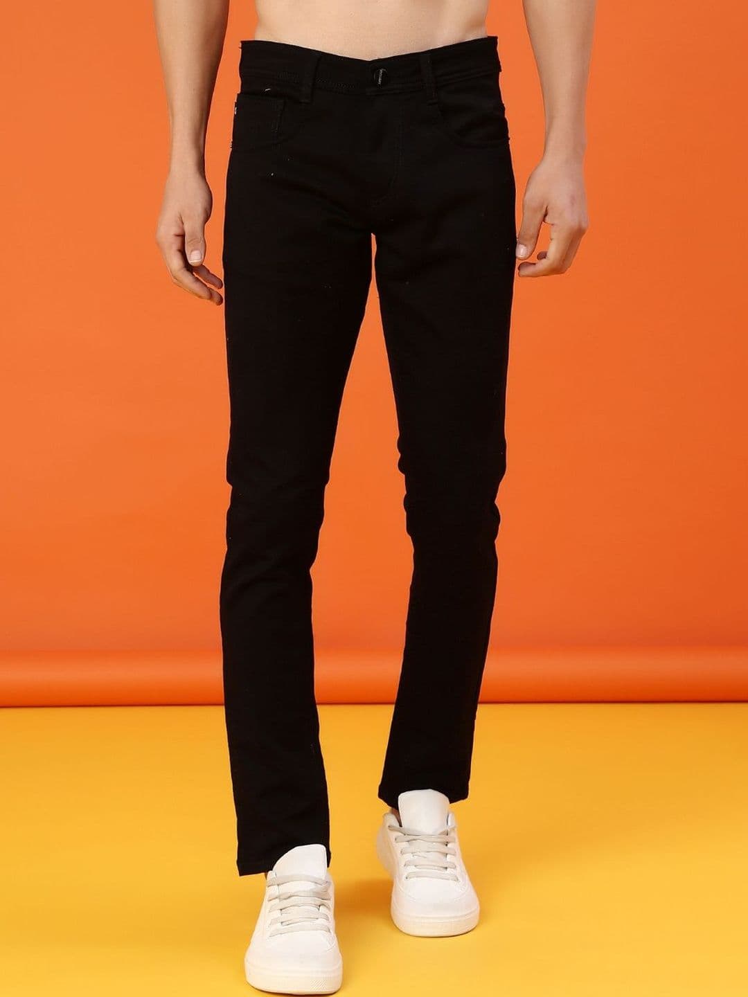 V-Mart Men Solid Regular Fit No Fade Mid-Rise Jeans - view 1