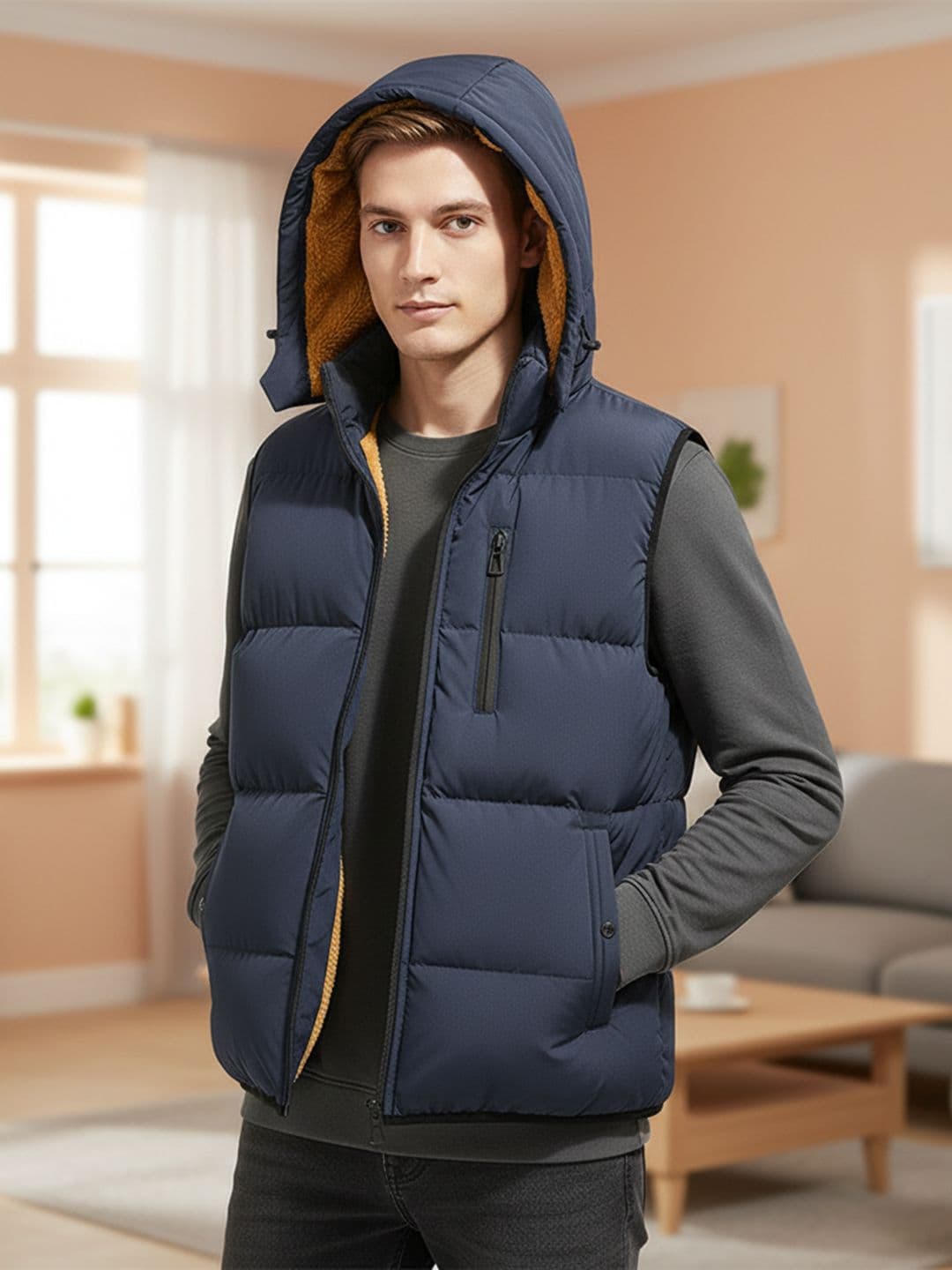 Mast & Harbour Men Hooded Long Sleeves Zip Detail Regular Puffer Jacket - view 1
