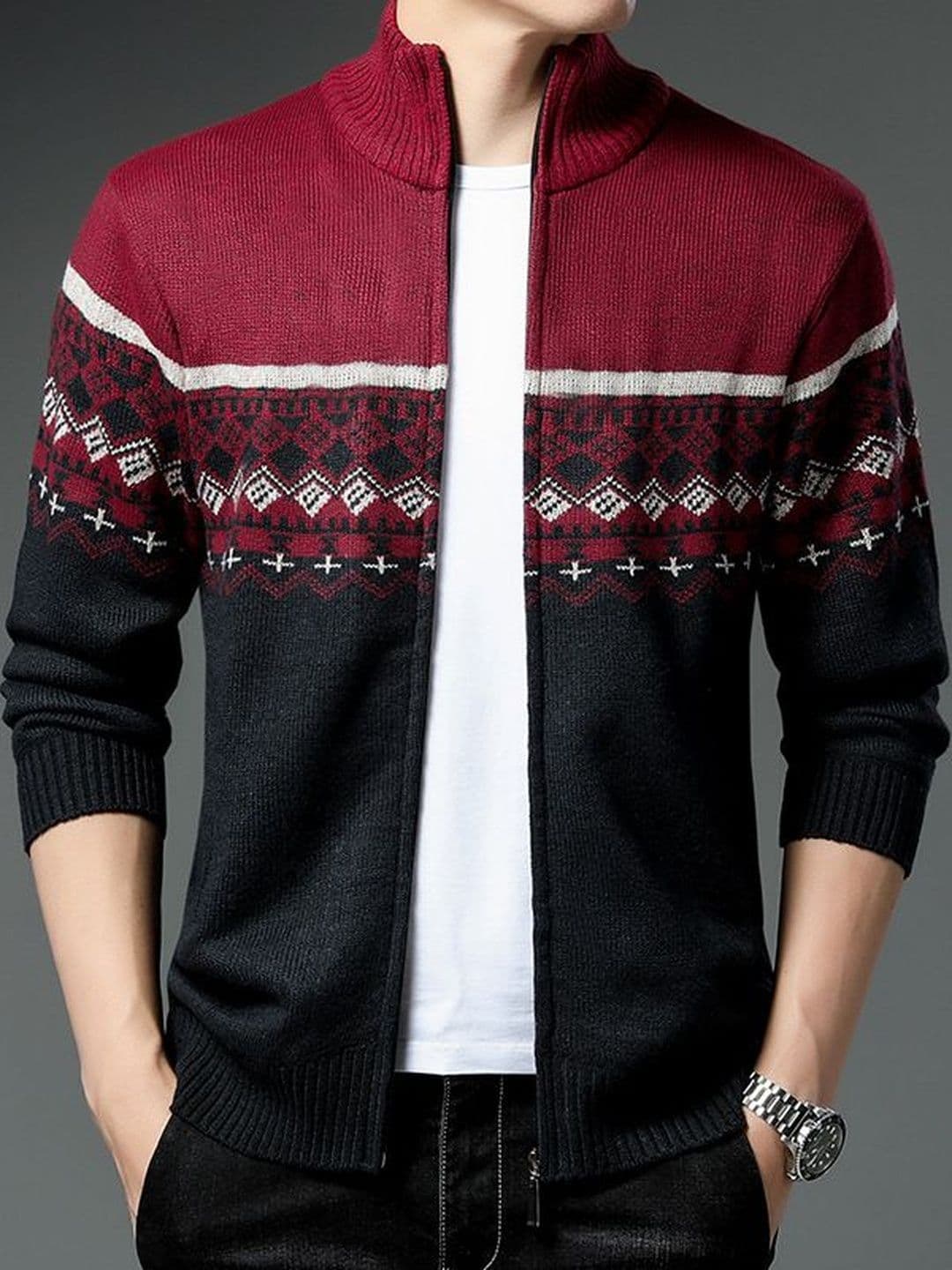 StyleCast x Revolte Geometric Printed Stand Collar Tailored Jacket - view 1