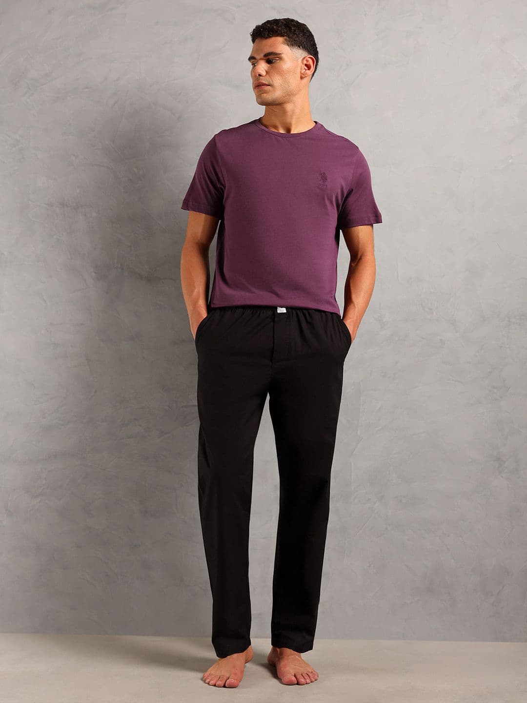 U.S. Polo Assn. Men Brand Logo Round Neck Pure Cotton T-shirt & Pyjamas - view 1