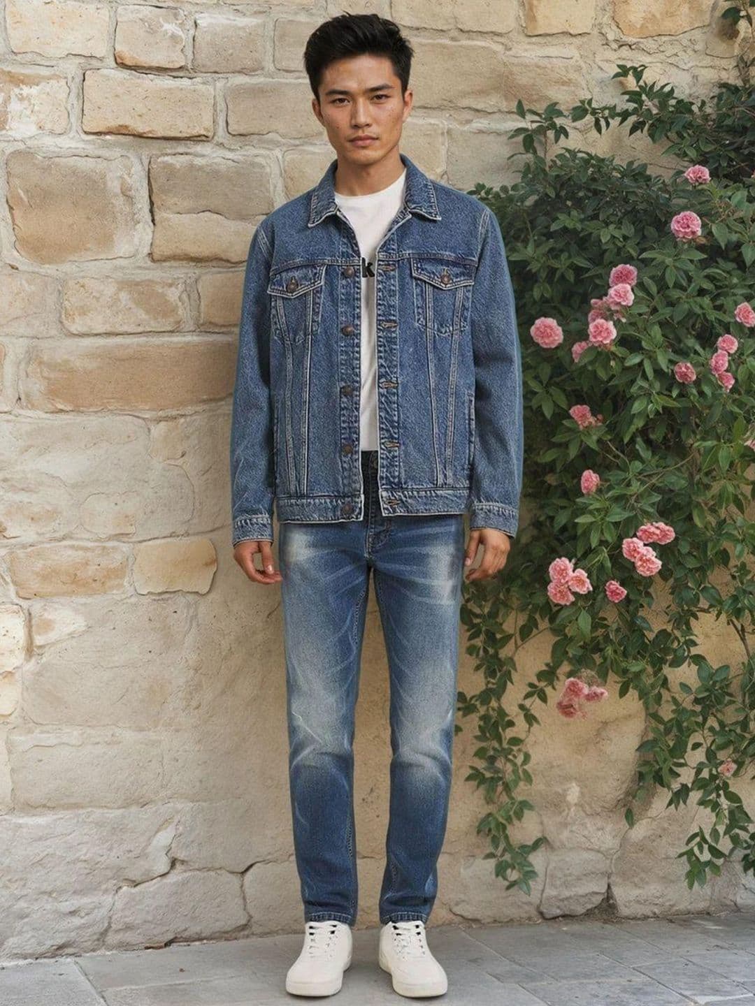 NOWI Men Regular Fit Solid Denim Jacket - view 1