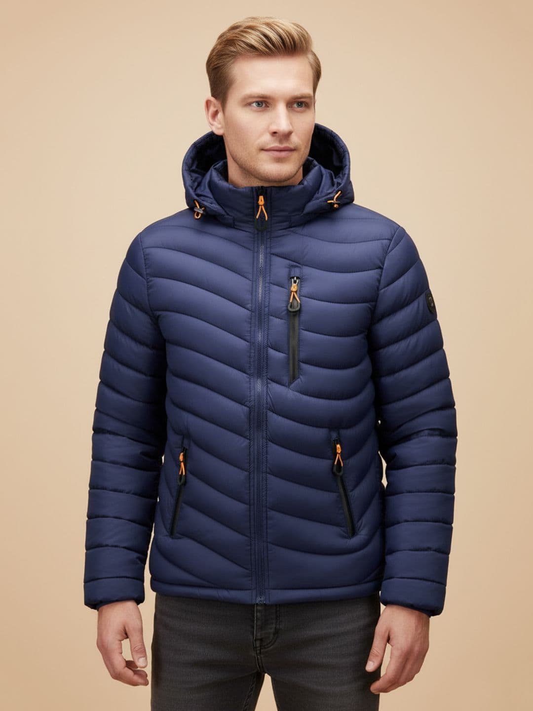 Mast & Harbour Men Polyester Puffer Jacket with Patchwork - view 1