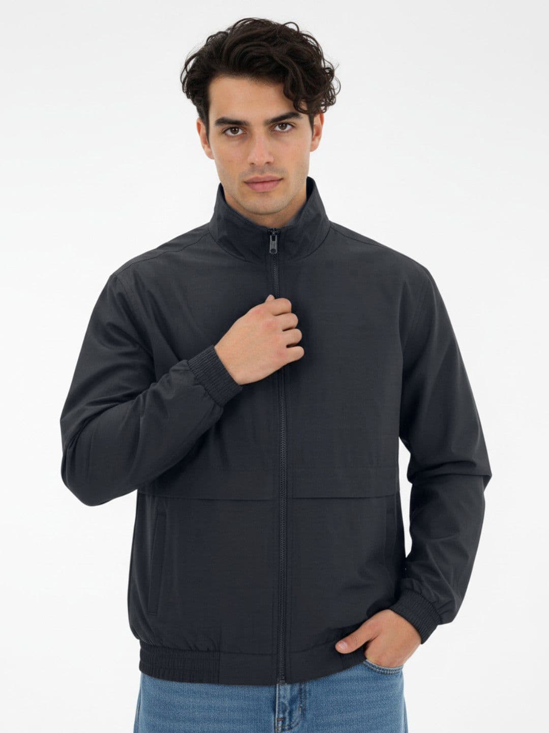 glitchez Mock Collar Oversized Windcheater Bomber Jacket - view 1