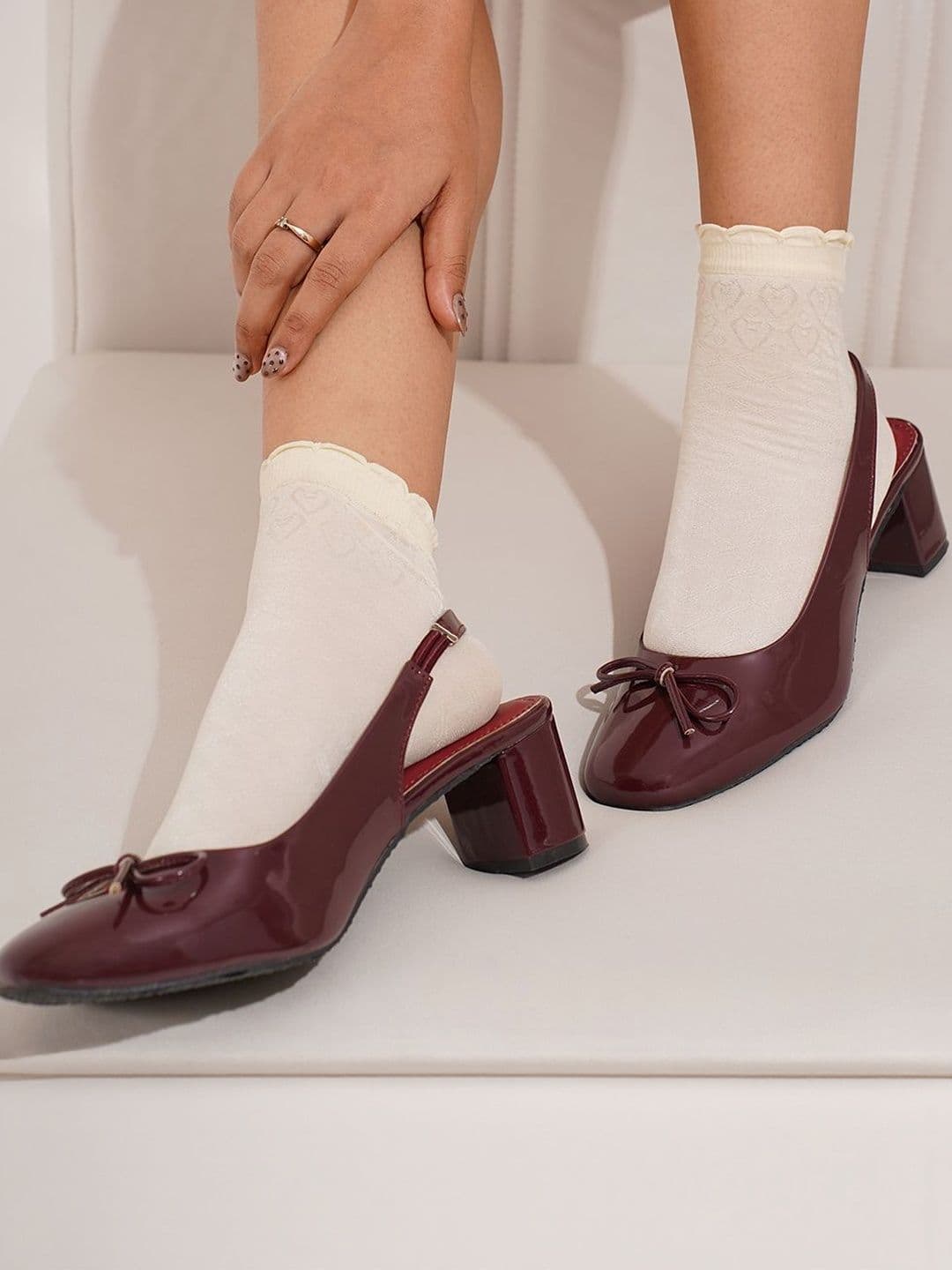 JM Looks Bow Block Heel Mary Janes - view 1