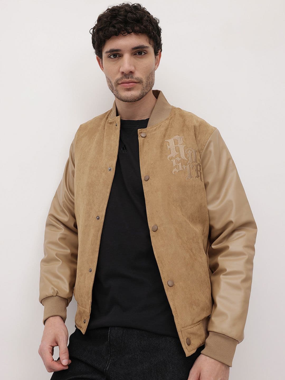 The Roadster Life Co. Embossed Print Suede Finish Bomber Jacket - view 1