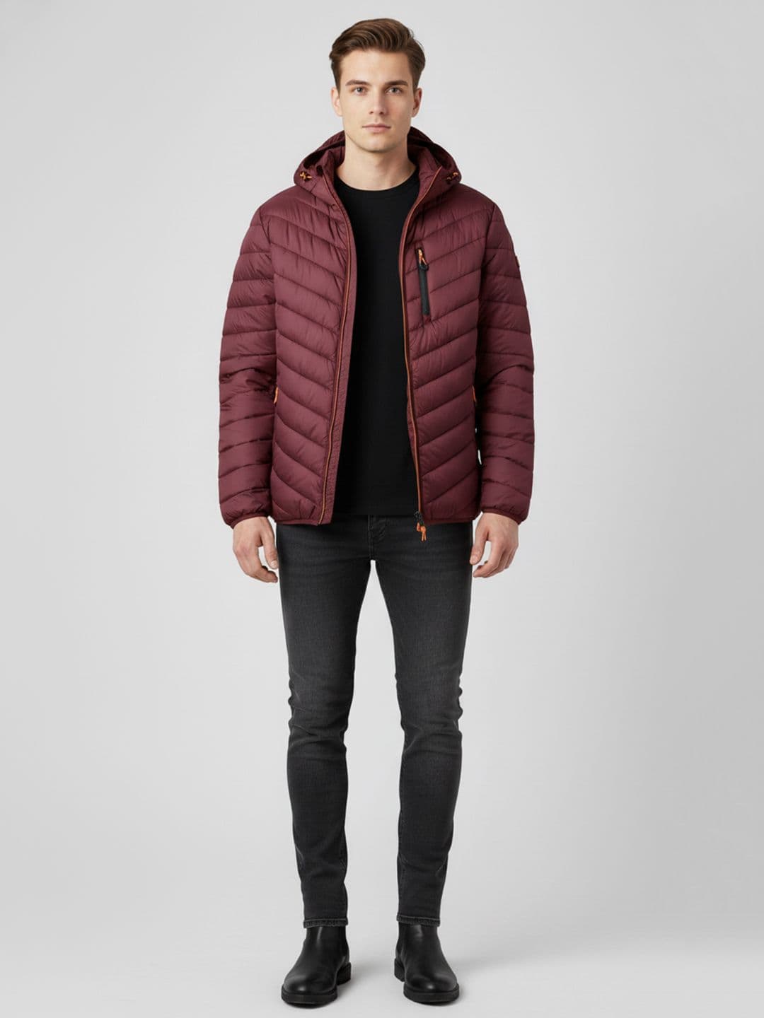 Mast & Harbour Men Hooded Padded Jacket with Embroidered - view 1