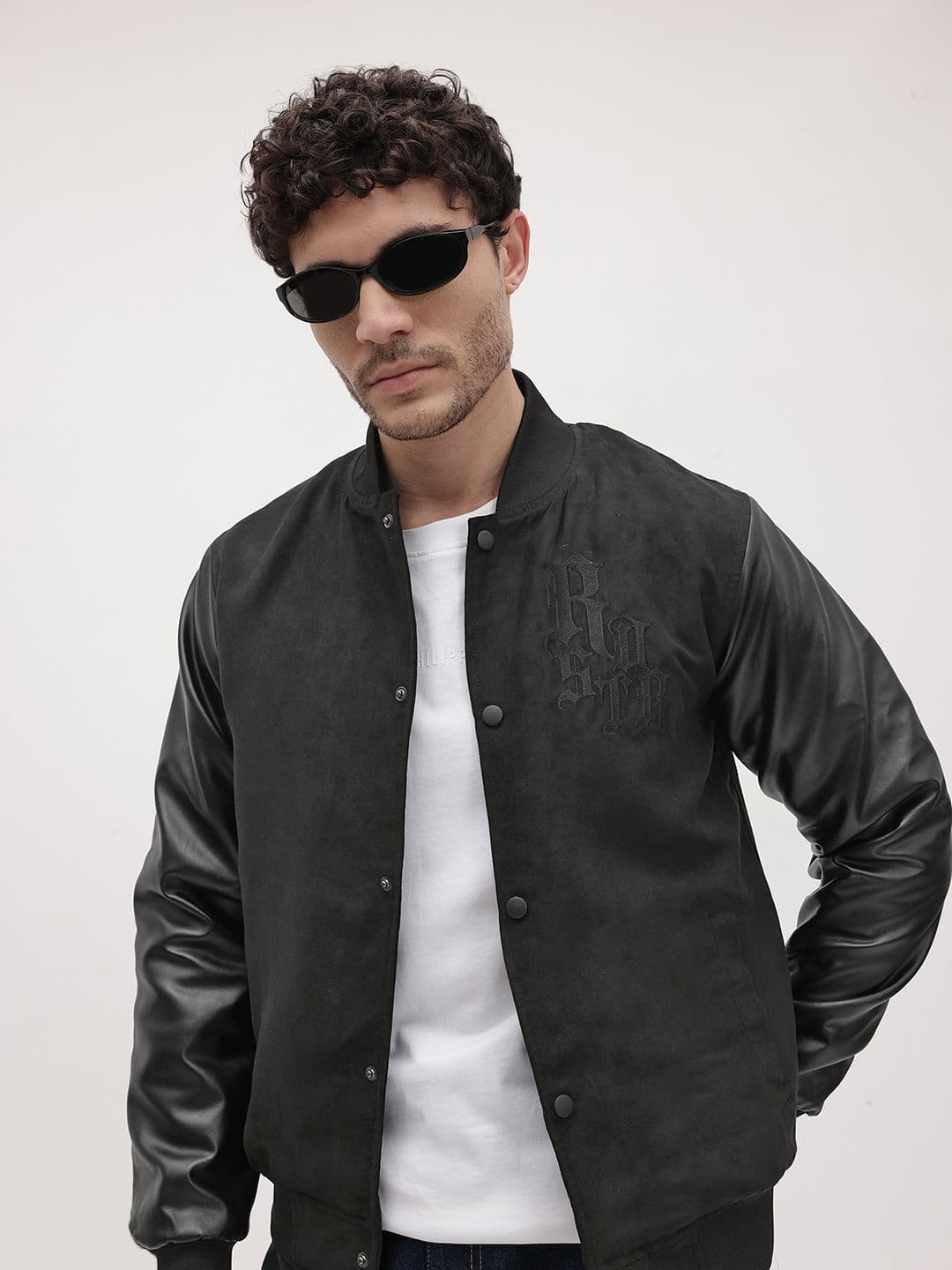 The Roadster Life Co. Embossed Print Suede Finish Bomber Jacket - view 1
