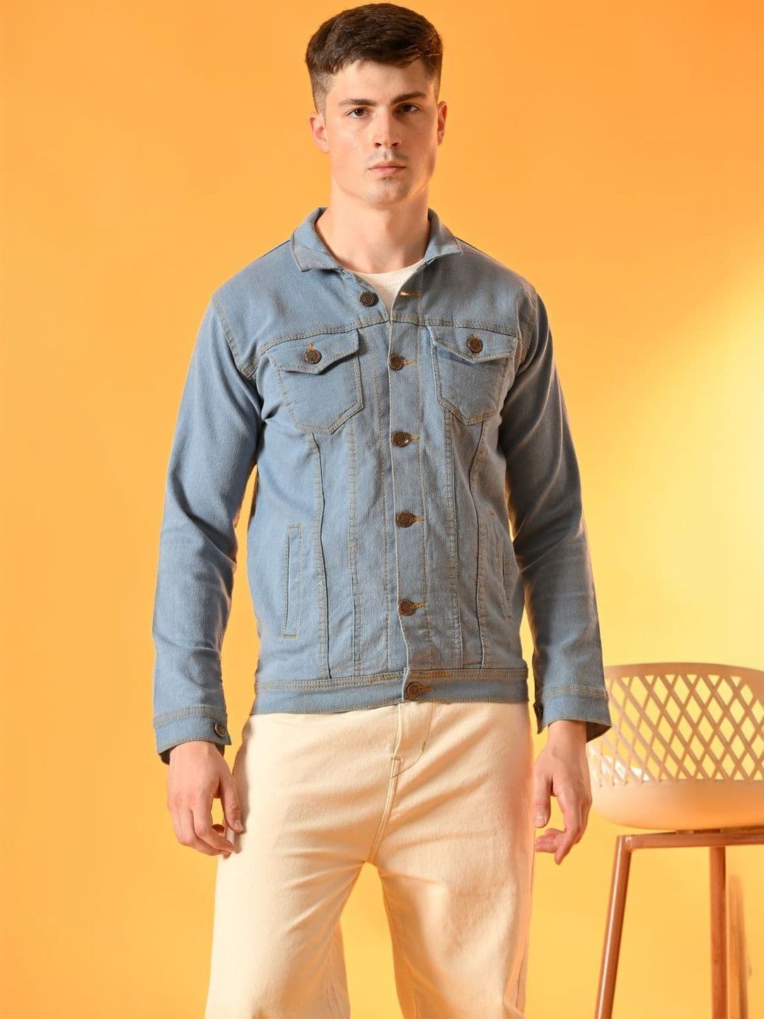 SZN Men Outdoor Denim Jacket with Embroidered - view 1