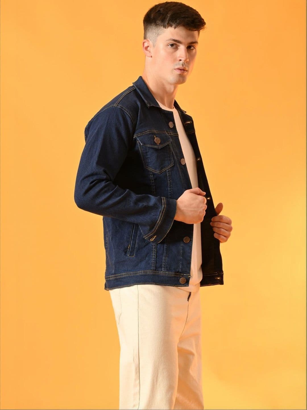 SZN Men Outdoor Denim Jacket with Embroidered - view 1