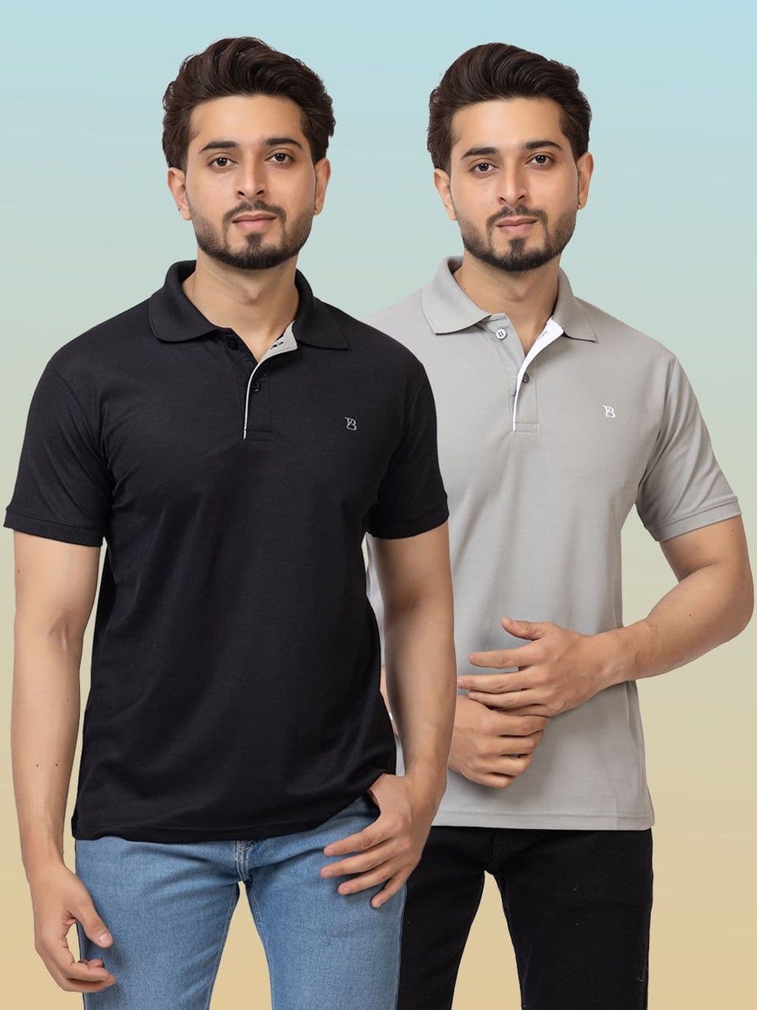 GEE 5 Men Pack Of 2 Brand Logo Solid Polo Collar Short Sleeves Regular Fit T-shirt - view 1