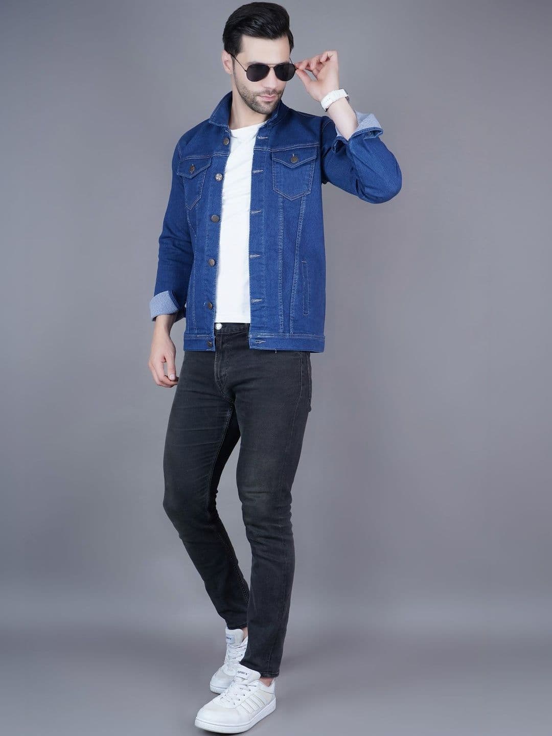 SZN Men Colourblocked Outdoor Denim Jacket with Patchwork - view 1