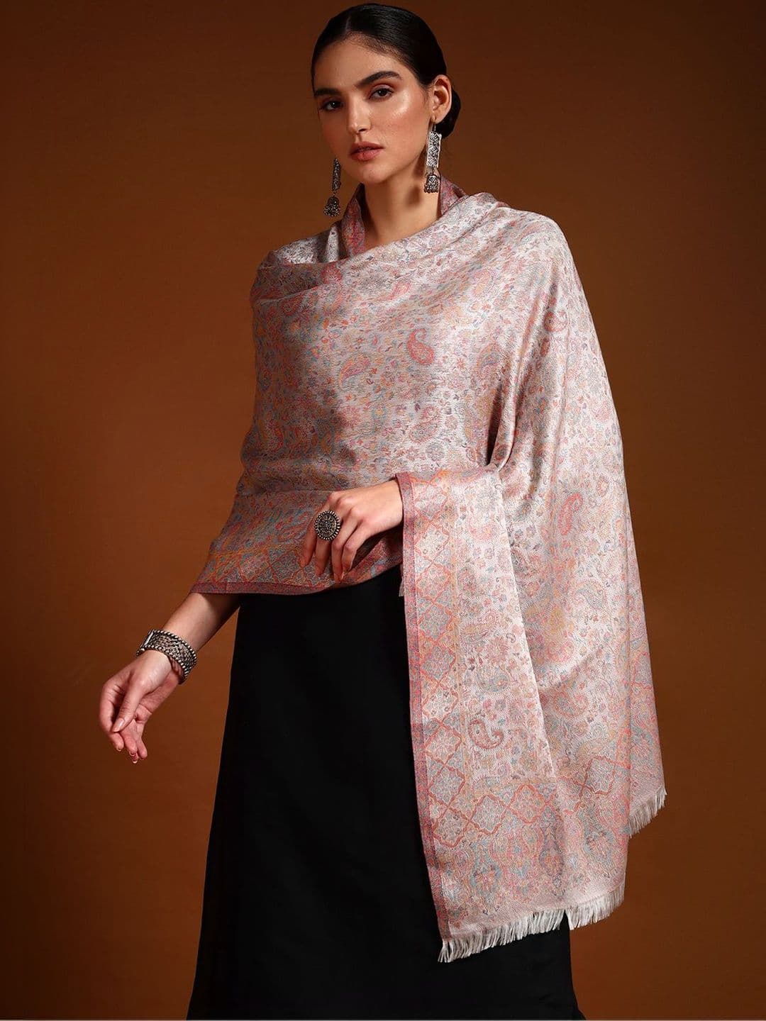 Pashmoda Women Floral Woven Design Shawl - view 1