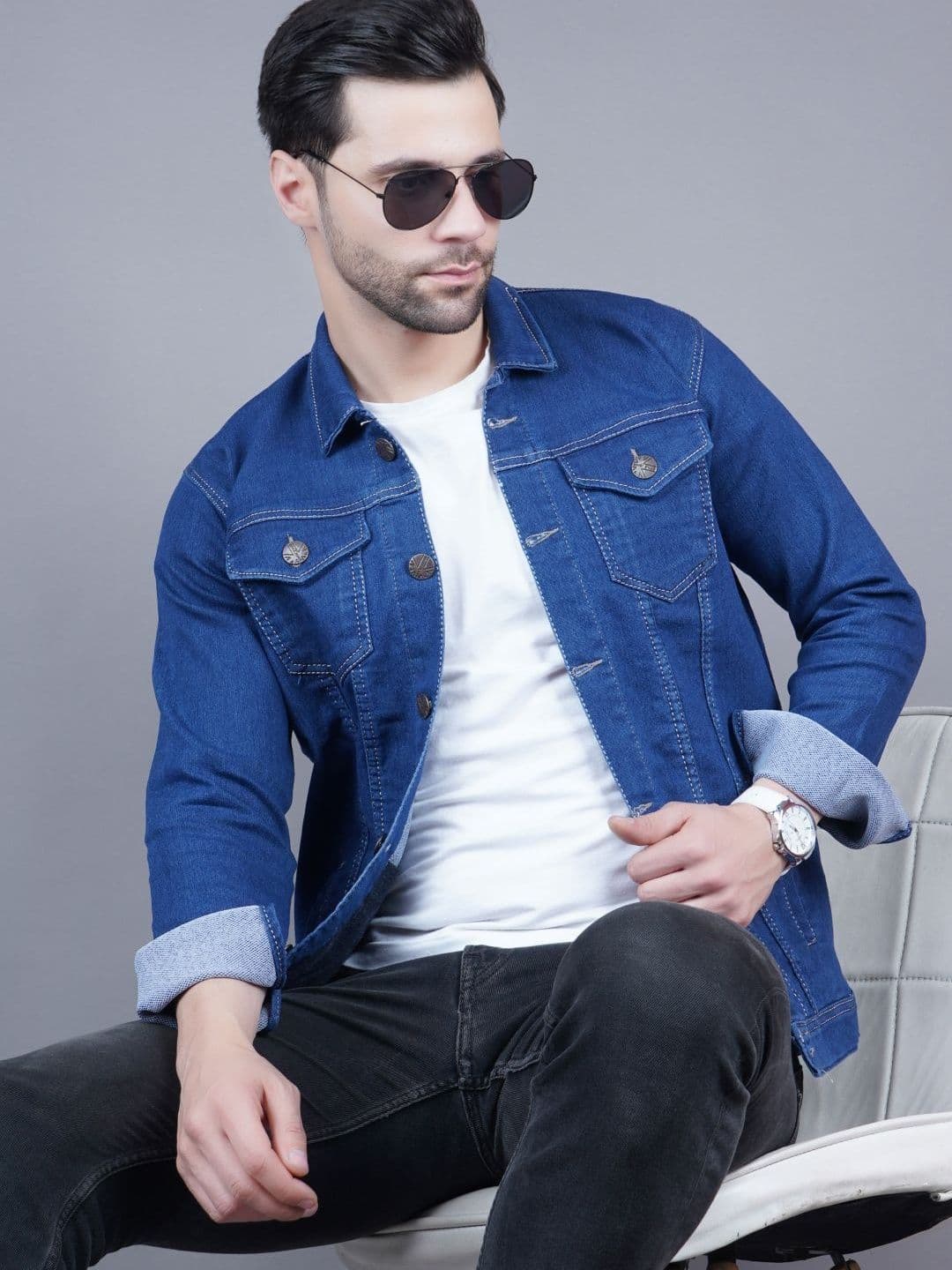 SZN Men Outdoor Denim Jacket with Patchwork - view 1