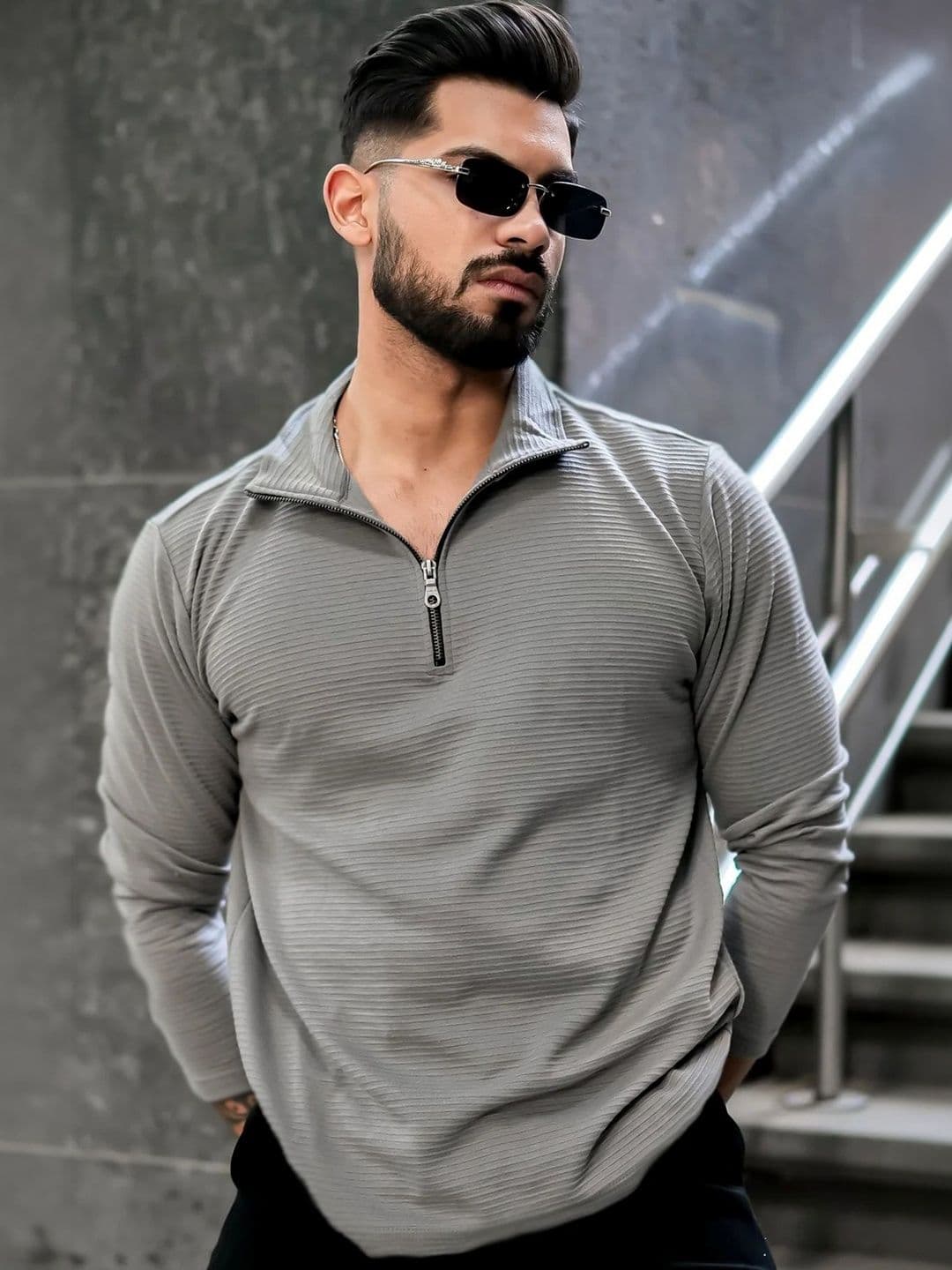 KAJARU Men Striped Polo Collar Long Sleeve T-shirt - view 1