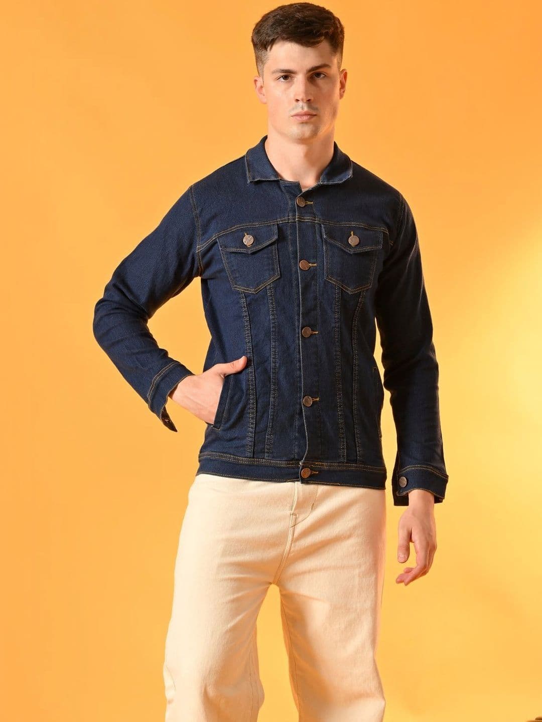 SZN Men Outdoor Denim Jacket with Patchwork - view 1