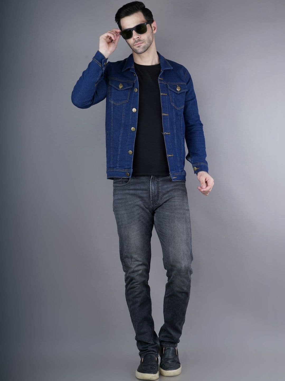SZN Men Colourblocked Outdoor Denim Jacket with Patchwork - view 1