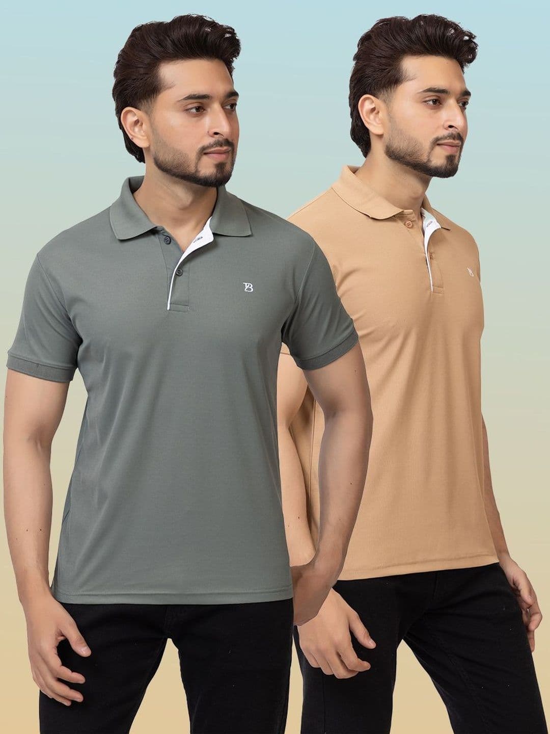 GEE 5 Pack of 2 Men Brand Logo Polo Collar Short Sleeve T-shirt - view 1
