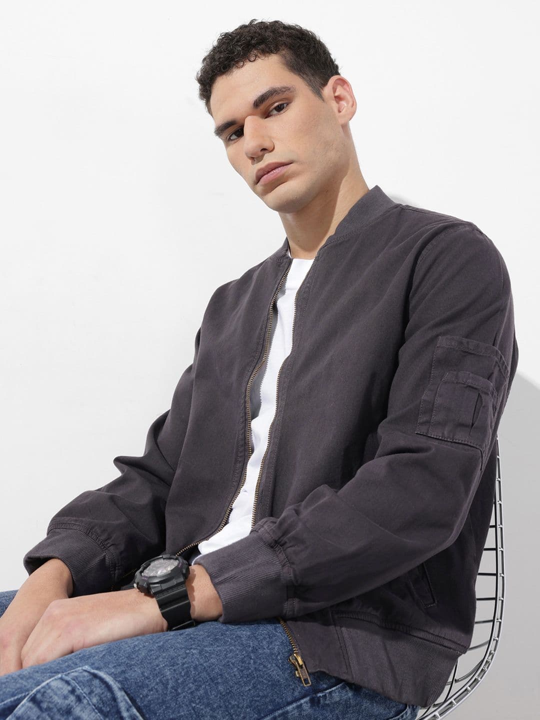 The Roadster Life Co. Overdyed Pure Cotton Bomber Jacket - view 1