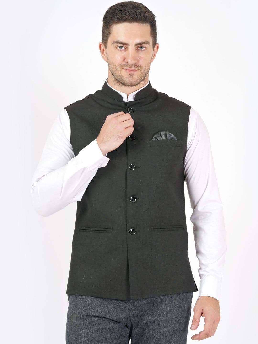 Badoliya & Sons Men Mandarin Collar Sleeveless Nehru Jacket - view 1