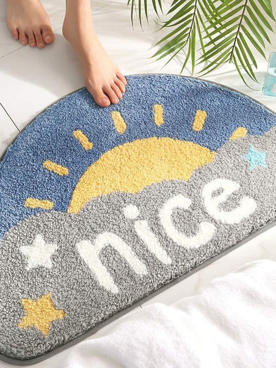 Homio Blue & Yellow Anti-Slip 2000GSM Bath Rug - view 1