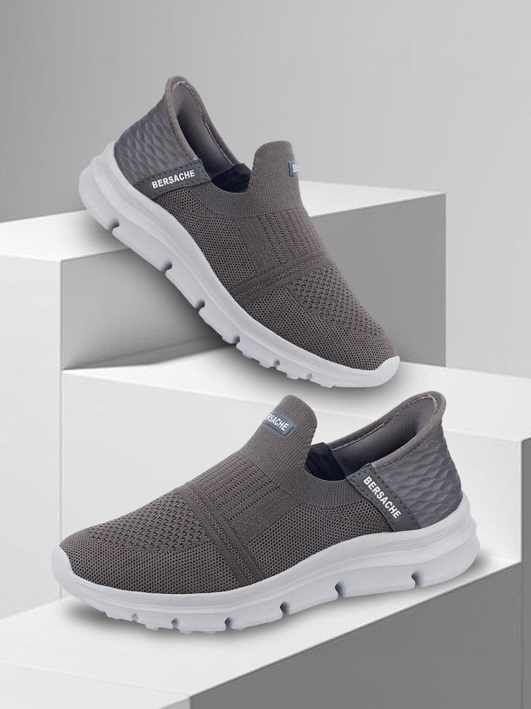BERSACHE Men Textured Cushioned Footbed Slip-On Sneakers - view 1