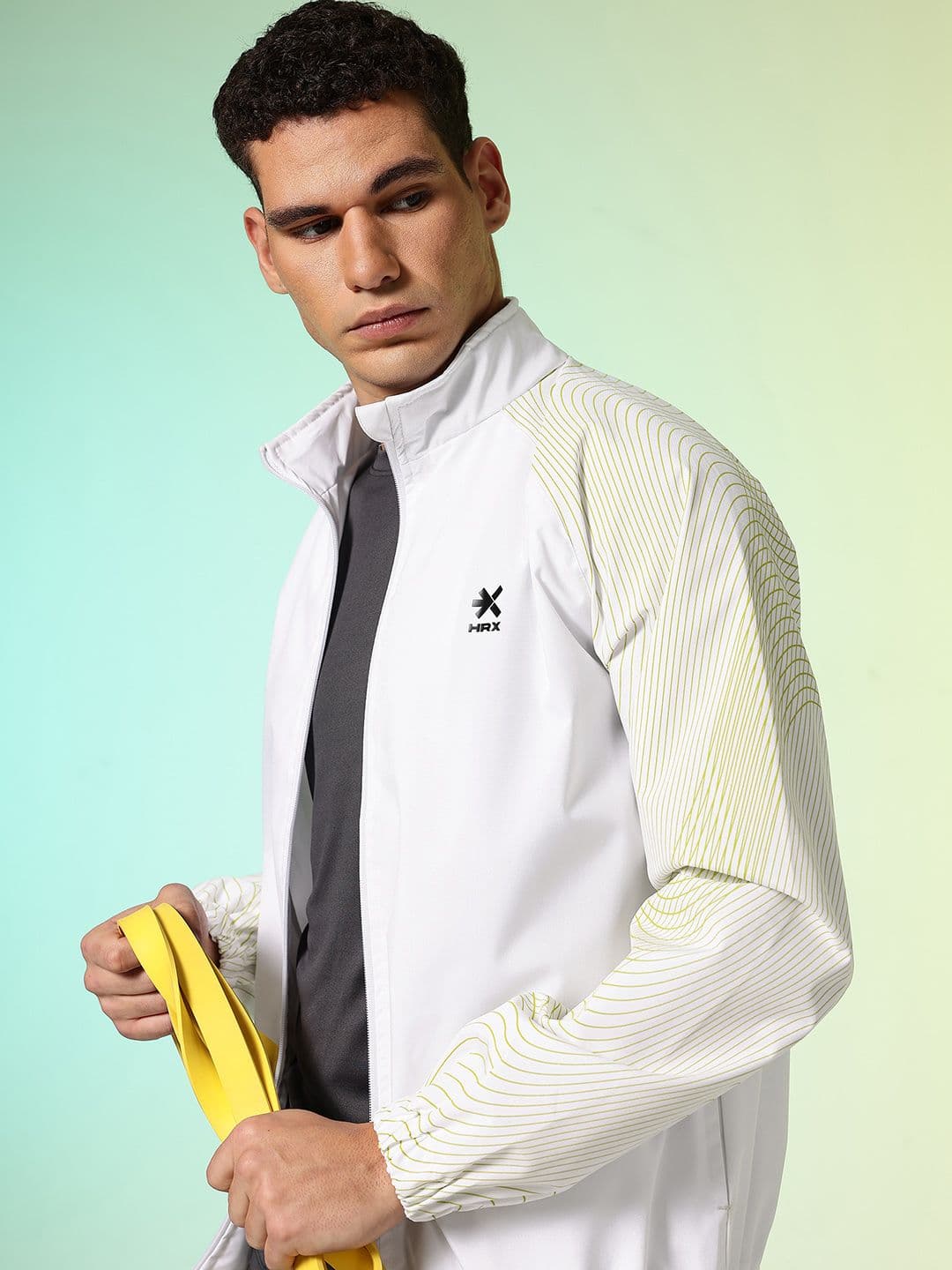 HRX by Hrithik Roshan Geometric Printed Mock Collar Training Sporty Jacket - view 1